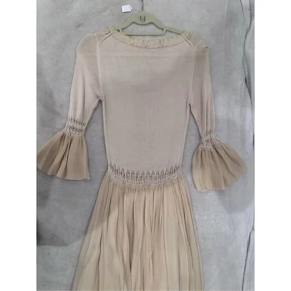 Women’s cream long sleeve dress size M - Picture 10 of 11